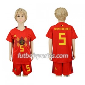 Camisetas Bélgica Vertonghen 5 Niño Primera Equipacion Mundial 2018